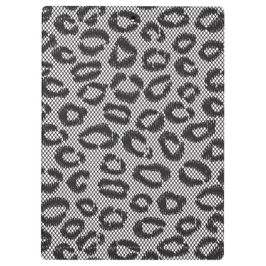 Zwarte netzijde met luipaard op wit klembord (Achterkant)