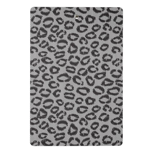 Zwarte netzijde met luipaard op wit mini klembord (Achterkant)