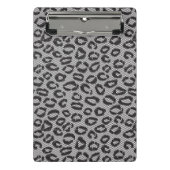 Zwarte netzijde met luipaard op wit mini klembord (Voorkant)