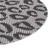 Zwarte netzijde met luipaard op wit snijplank (Hoek)