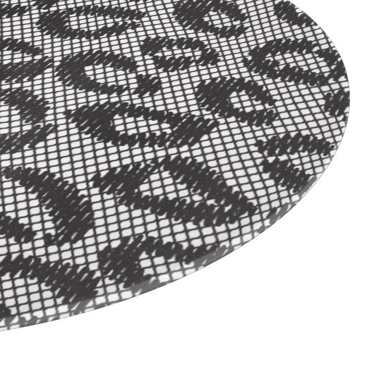 Zwarte netzijde met luipaard op wit snijplank (Hoek)