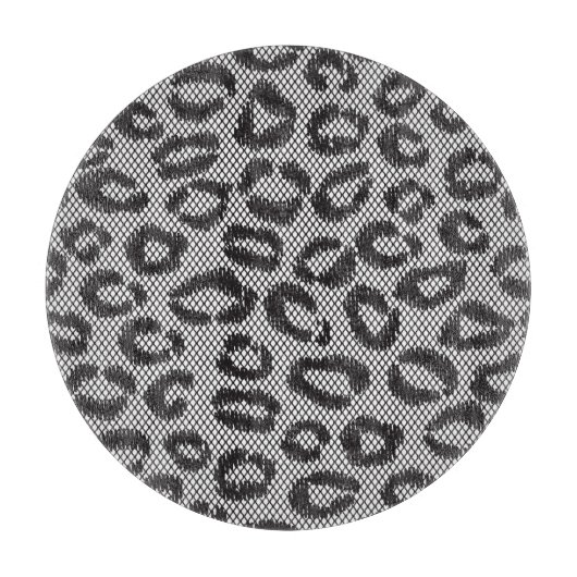 Zwarte netzijde met luipaard op wit snijplank (Voorkant)