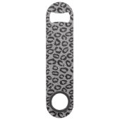 Zwarte netzijde met luipaard op wit speed flessenopener (Achterkant)