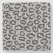 Zwarte netzijde met luipaard op wit stenen onderzetter (Voorkant)