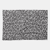 Zwarte netzijde met luipaard op wit theedoek (Horizontaal)