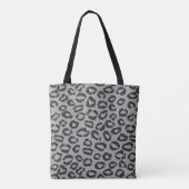 Zwarte netzijde met luipaard op wit tote bag (Achterkant)
