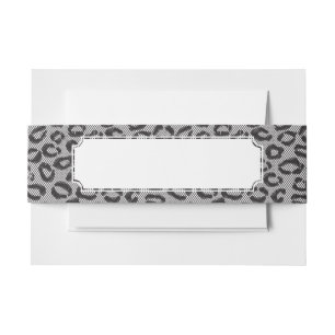 Zwarte netzijde met luipaard op wit uitnodigingen wikkel