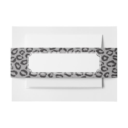 Zwarte netzijde met luipaard op wit uitnodigingen wikkel (Voorkant Voorbeeld)