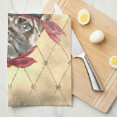 Zwarte neus de Pugs Piraat Keukenhanddoek (Quarter Fold)