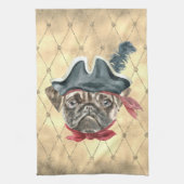 Zwarte neus de Pugs Piraat Keukenhanddoek (Verticaal)