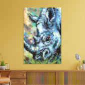 Zwarte Neushoorn Graast In Savannah Canvasprint Canvas Afdruk (Insitu (Woonkamer))