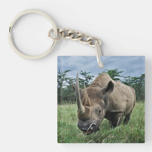 Zwarte Neushoorn | Kenia Sleutelhanger (Voorkant)
