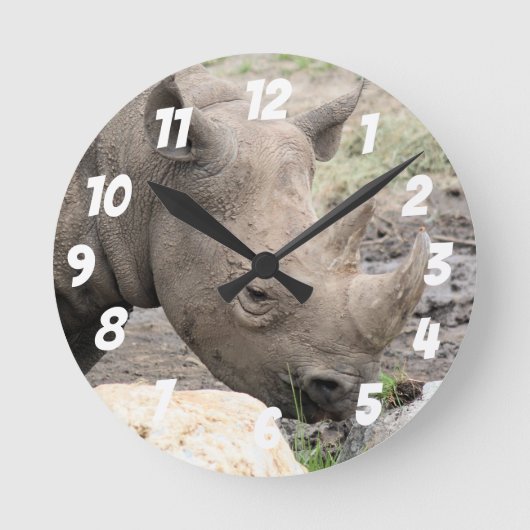 Zwarte Neushoorn Wandklok (Voorkant)