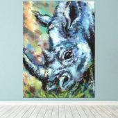 Zwarte neushoorngrassen in savanne canvas Print (Insitu (Houten vloer))