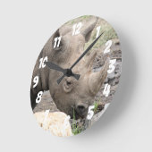 Zwarte neushoornwandklok ronde klok (Hoek)