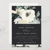 ZWARTE NEUTRAL IVORY WITTE BUNCH BABY SHOWER KAART (Voorkant / Achterkant)