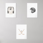 Zwarte neutrale hockey aangepaste naam muur kunst muurkunst sets (Voorkant)