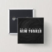 Zwarte New Yorker van geboorte Vierkante Button 5,1 Cm (Voorkant /achterkant)