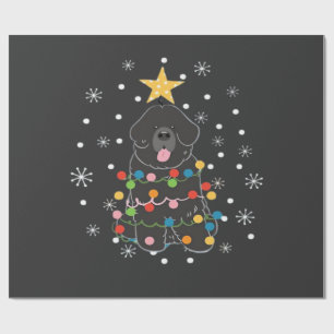 Zwarte Newfie Newfoundland-hond Kerstboom Klasse Cadeaupapier