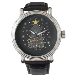 Zwarte Newfie Newfoundland-hond Kerstboom Klasse Horloge