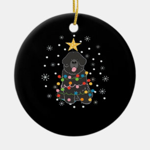 Zwarte Newfie Newfoundland-hond Kerstboom Klasse Keramisch Ornament