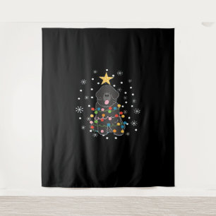 Zwarte Newfie Newfoundland-hond Kerstboom Klasse Wandkleed