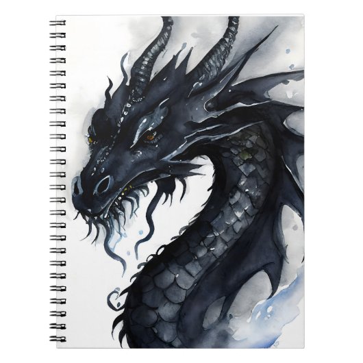 Zwarte Nidhogg Dragon Notitieboek - Ontwerp Waterv (Voorkant)