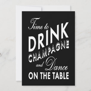 Zwarte Nieuwjaars Uitnodiging om Champagne te Drin