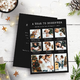 Zwarte Nieuwjaarskaart met foto voor vakantiewense Feestdagenkaart