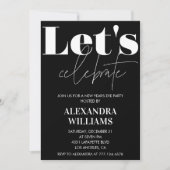 Zwarte nieuwjaarsuitnodiging Laten we het vieren Kaart (Voorkant)