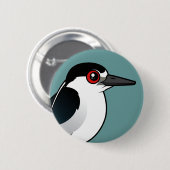 Zwarte Night Heron Ronde Button 5,7 Cm (Voorkant /achterkant)