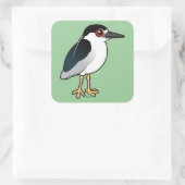 Zwarte Night Heron Vierkante Sticker (Tas)