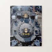 Zwarte Nikel Bord Road 765 Stoomlocomotief Trein Legpuzzel (Verticaal)