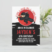 ZWARTE NINJA BIRTHDAY-INVITATIEKAART KAART (Staand voorkant)