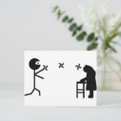 zwarte ninja vecht tegen oma briefkaart (Staand voorkant)