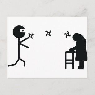 zwarte ninja vecht tegen oma briefkaart