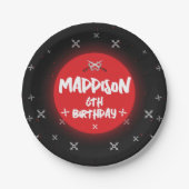 Zwarte Ninja Verjaardagsfeest Papieren Borden Bordje (Voorkant)