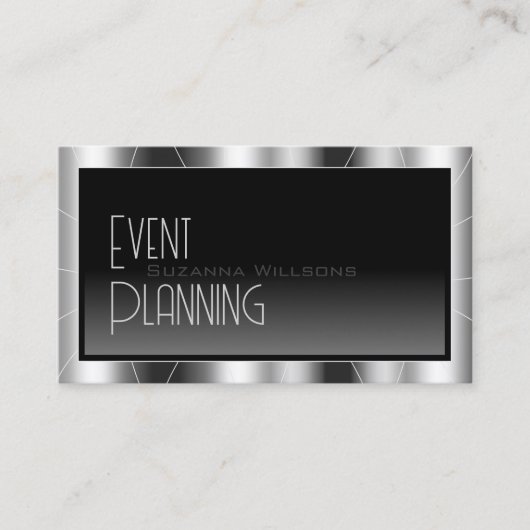 Zwarte Noble Silver Lijst Gradiënt Cool met Logo Visitekaartje (Voorkant)
