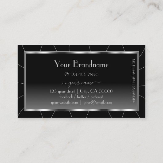 Zwarte Noble Silver Lijst Gradiënt met Logo Luxe Visitekaartje (Achterkant)