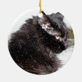 Zwarte Noorse boskat in de sneeuwsiercentrale Keramisch Ornament (Achterkant)