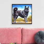 Zwarte Noorse Elkhound Dog Canvas Afdruk (Insitu (Woonkamer))