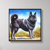 Zwarte Noorse Elkhound Dog Canvas Afdruk (Voorkant)