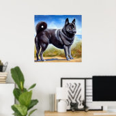Zwarte Noorse Elkhound Dog Poster (Thuiskantoor)