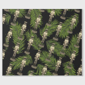 Zwarte Notenkraker Soldaat Groene Spruce Cadeaupapier (Vlak)