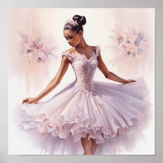 Zwarte Notenkraker Sugar Plum Fairy in Roze Tutu Poster (Voorkant)