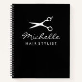 Zwarte notitieboek voor haarsalon, stylist of barb (Voorkant)