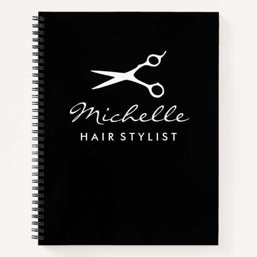 Zwarte notitieboek voor haarsalon, stylist of barb (Voorkant)