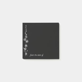 Zwarte notities met bossen witte vintage bloemen post-it® notes