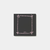 Zwarte notities met roze lint kader post-it® notes (Voorkant)