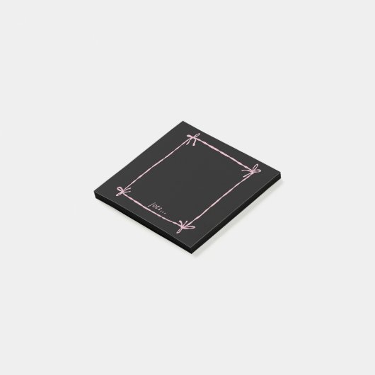 Zwarte notities met roze lint kader post-it® notes (Schuin)